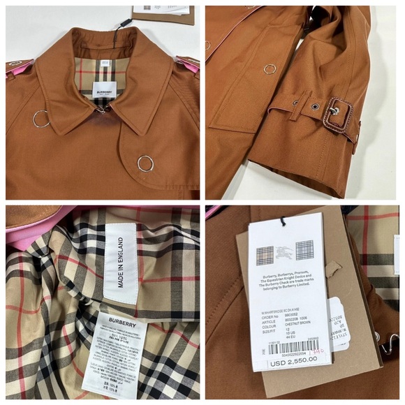 Burberry Wharfbridge Size US 10 Chestnut Brown Gabardine Trench Coat NWT $2550